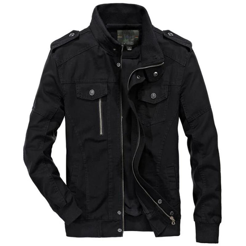 Военная куртка мужская повседневная хлопковая зимняя куртка армейское пальто Мужская Верхняя одежда тактические куртки 5XL 6XL военные куртки Jaqueta Masculina - Цвет: Черный