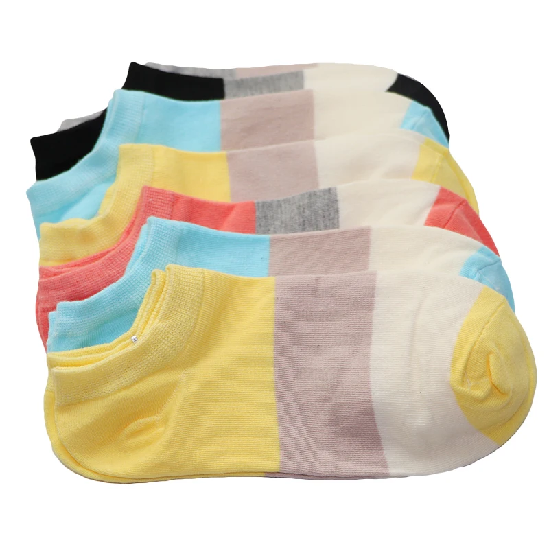 3 пары женских носков; широкие полосатые низкие тапочки; Meias; Дышащие Короткие носки; женские носки с закрытым носком; Chaussettes