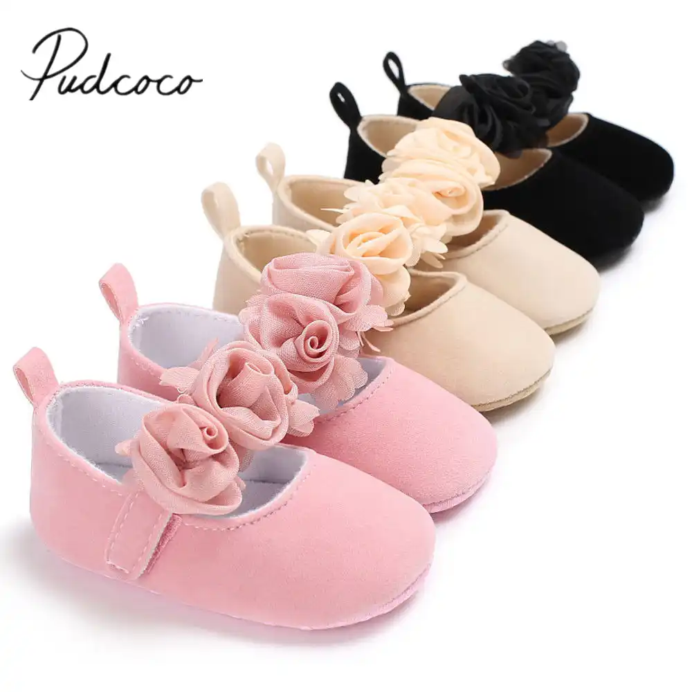 Baby Girls Princess Grib Shoe Faux Leather Soft Sole Sneaker Christening Pram G0