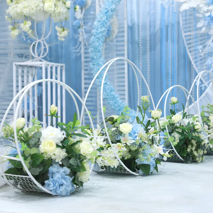 На заказ 60 см Свадебный дорожный гид из кованого железа Арка стол цветок стенд корзина цветочные искусственные украшения креативный Декор окна