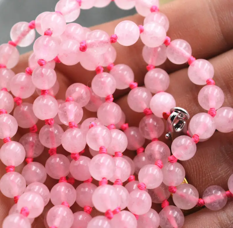 

Fine natural 6 mm pink rose quartz beads Necklace 36