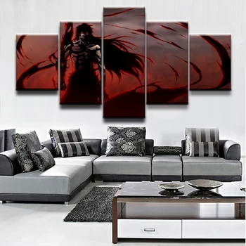 

Animation Poster Wall Art Home Decor Bedroom 5 Pieces Bleach Ichigo Kurosaki Modular Pictures Framework Canvas Prints Painting