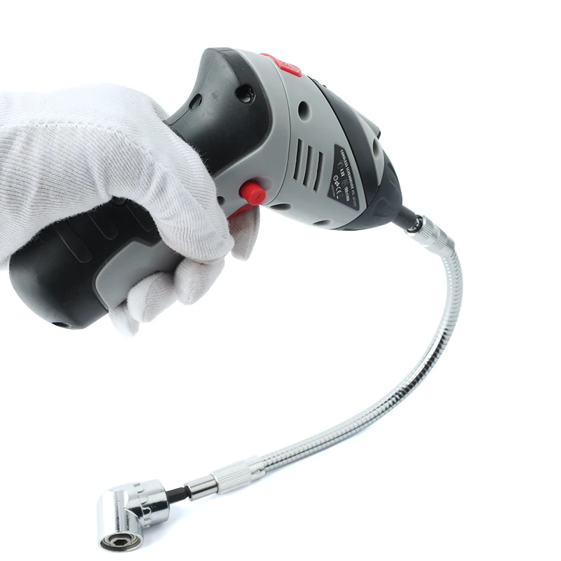 105 Degree Driver Screwdriver 1/4 Inch Hex Bit Socket Holder + 295mm Flexible Shaft Bits for