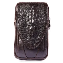 Мужская поясная сумка, кошелек с крокодиловой текстурой, карман, подарок папе, натуральная кожа, сотовый/кожух, чехол для мобильного телефона, сумки