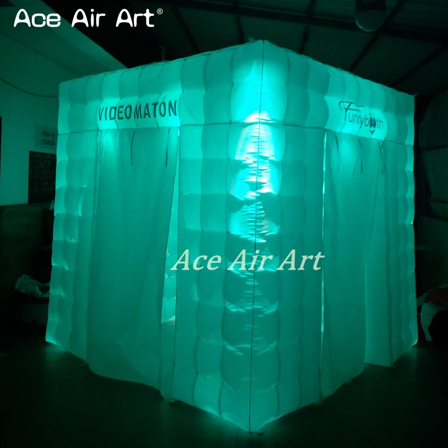  8ft L Funny led inflatable Lighting cubepop up funny photo Booth with foldable door covers and free