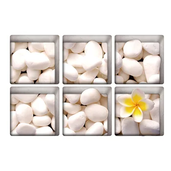 

6 Pcs/set 3D Stones Bathroom Waterproof Bathtub Stickers Modern Self Adhesive Decor DIY Non Slip Decals For Drop Shipp