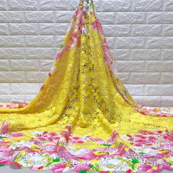 

Yellow African Lace Fabric 2019 High Quality French Mesh Lace Fabric Beads Nigerian Milk Silk Lace Fabrics For Dress (JY-6-19