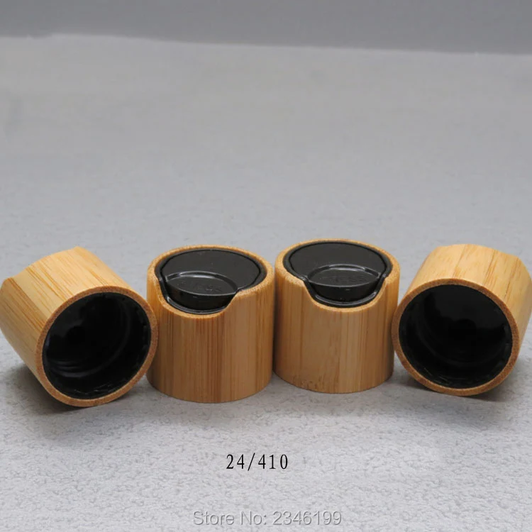 

40pcs/lot 24/410 Bamboo Wooden Press Cap, DIY Cosmetic Black Lotion Lid, Bamboo Makeup Tools, 24mm Bamboo Cosmetic Cream Cover