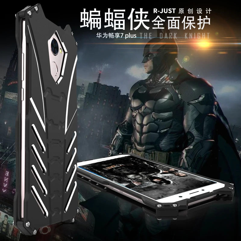 

R-Just Batman Case for Huawei Enjoy7 Plus Metal Alloy Aluminum Coque Capinhas Cover Phone Case for Huawei Enjoy 7 Plus Case Capa