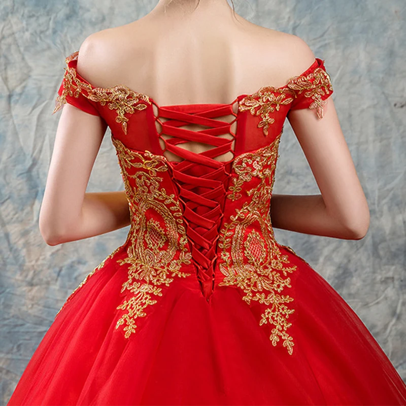 Винтажные кружевные Красные Свадебные платья с открытыми плечами и вырезом лодочкой, длина до пола, большие размеры, бальное платье, Robe de Mariee Vestido De Noiva