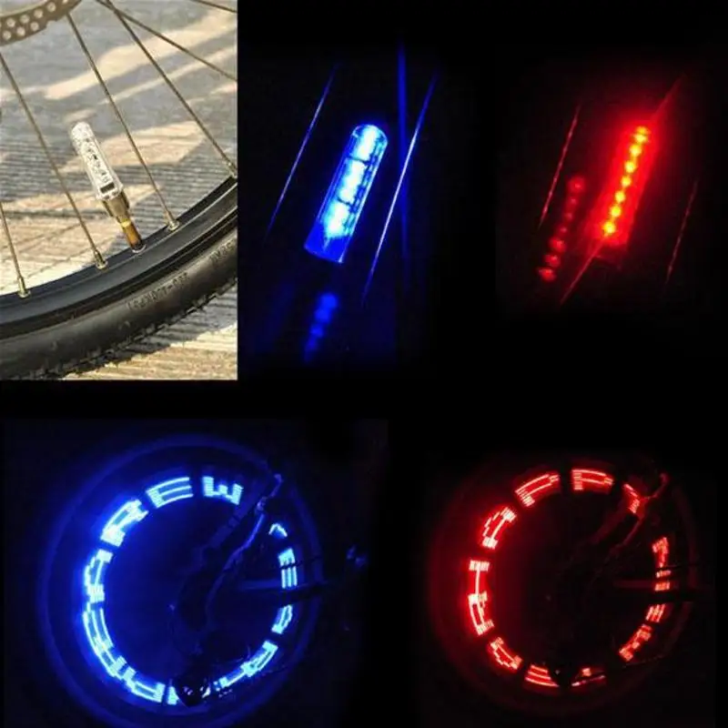 

Blue 7 LED Light Bicycle Wheels letters double-side Bike Tire Waterproof Flash Light Letter Change Wheel Spokes Bicycle Light