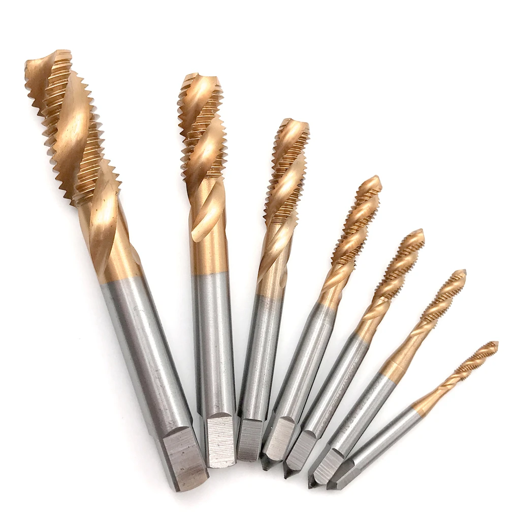 

7pcs/set Titanium HSS Spiral Hand Thread Tap Screw Spiral Point Thread Metric Plug Drill Bits M3 M4 M5 M6 M8 M10 M12 Hand Tools