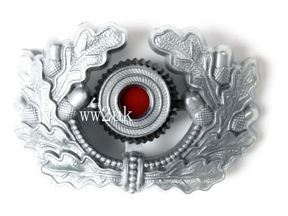 

WW2 GERMAN VISOR CAP MILITARY BADGE SILVER ARMY PANZER UNIFORM WREATH COCKADE