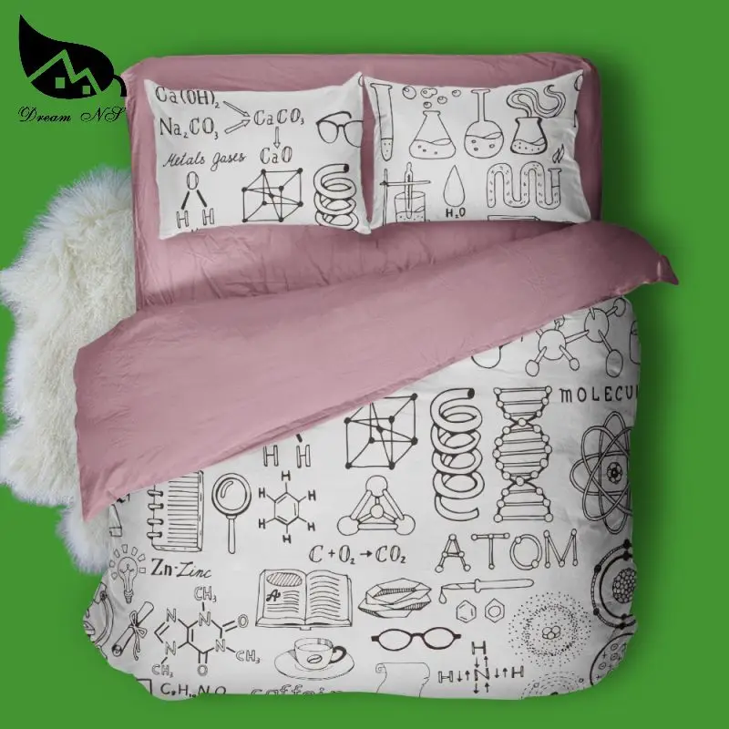 Dream NS GEEK дизайн математика химия и химические уравнения детская комната комплект постельного белья Atom пододеяльник наволочка - Цвет: Pink
