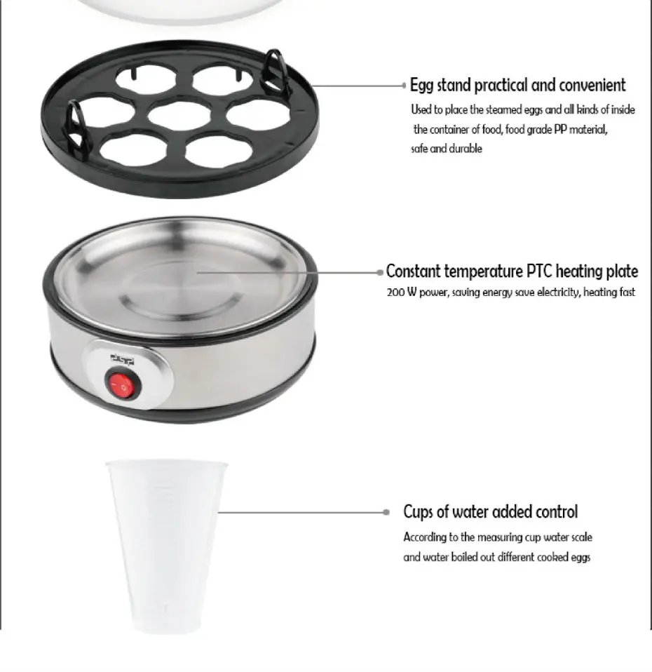 DSP Электрический яичный котел, яйцеварка, яйцеварка, 350 Вт, 220 В, мини портативный кухонный комбайн, 7 яиц, емкость, 220 В, 350 Вт, KA5001