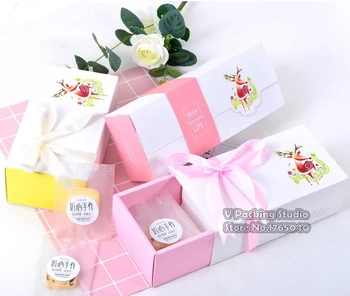 

19x10x6.3cm Deer pattern paper Drawer Box,cake box chocolate baking packaging gift macarons box for Wedding 50pcs/lot