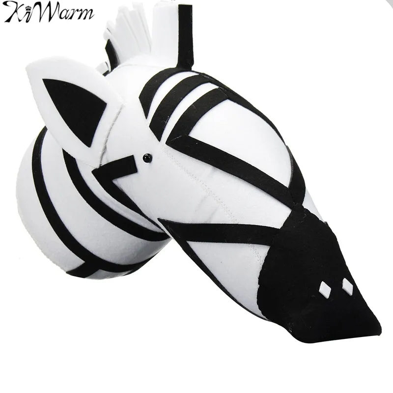 Online KiWarm cebra 3D Animal cabeza figuras adornos para niños habitación pared fiesta de cumpleaños navidad regalo de la decoración