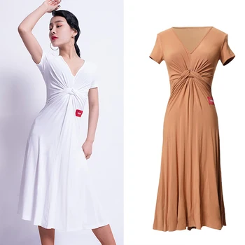 

Latin Dance Dress Women Tango Salsa Cha-Cha Rumba Samba Short Sleeve Practice Dancing Performance Wear Adults Clothes DNV11444