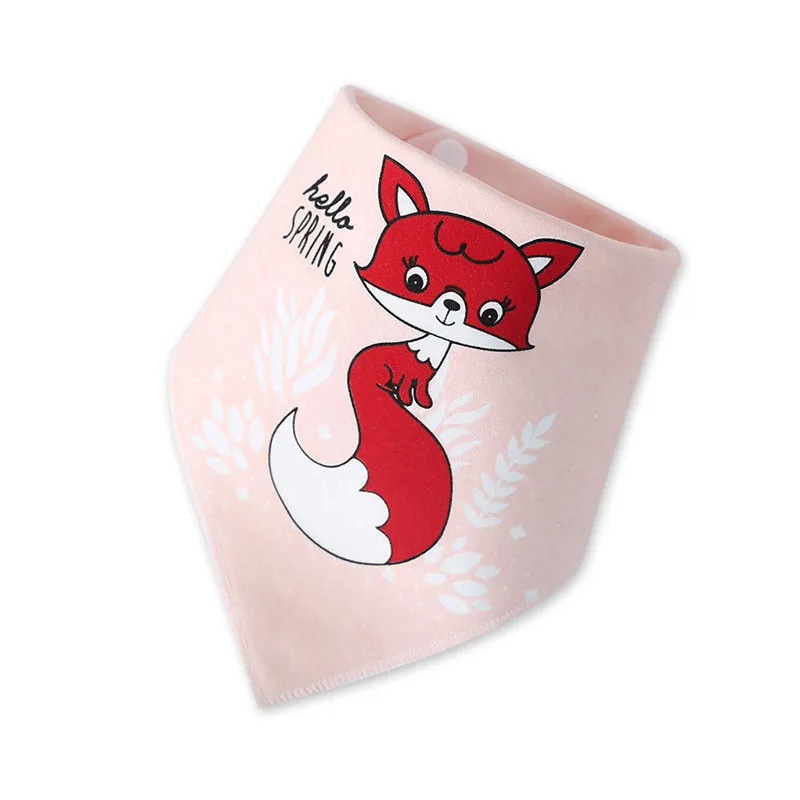 Детские Мультяшные нагрудники Животные бандана для новорожденных нагрудники Абсорбирующая хлопковая ткань для шарф с треугольниками для малышей для детских бутылочек, слюнявчик - Color: red fox