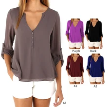 Fashion Women’s Ladies Summer Loose Chiffon Tops Long Sleeve Shirt Casual Blouse Casual Long Sleeve Shirt Women Tops WA118 T50