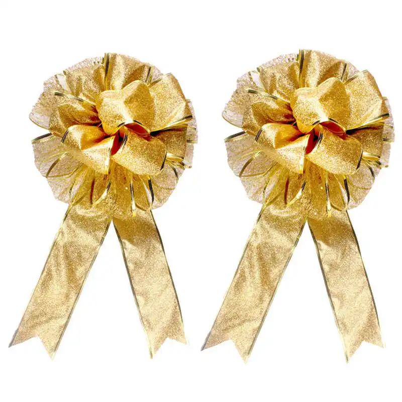 2 PC Large Christmas Bow Red and Gold Bow Bouquet Handcraft Decorations #2n27 (3)