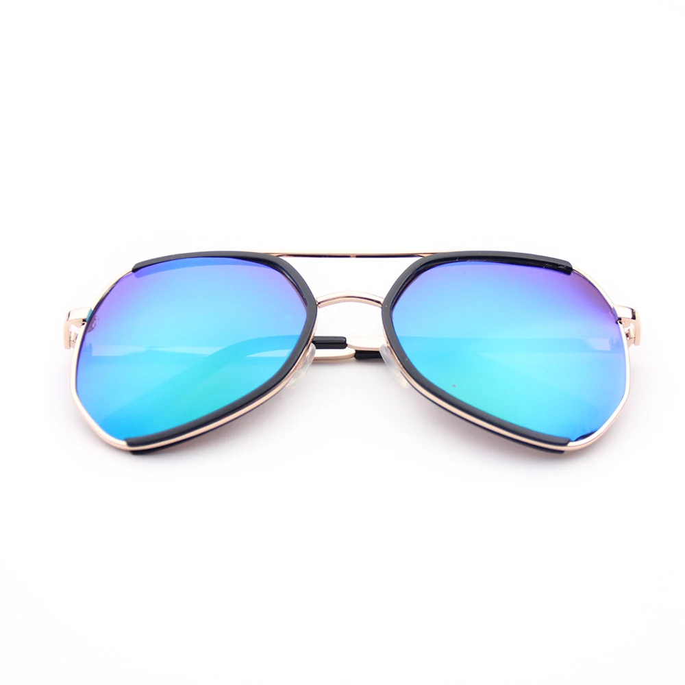 Детские солнцезащитные очки с металлической оправой, UV400, антибликовые, милые очки с покрытием для маленьких девочек и мальчиков, для детей, Oculos N805 - Цвет линз: black blue
