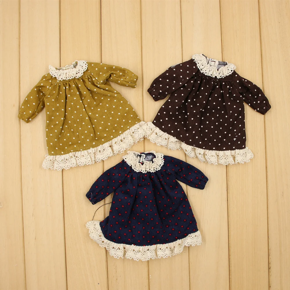 

Clothes For 1/6 Blyth Dots Lace Dress With Collar 3 Colors