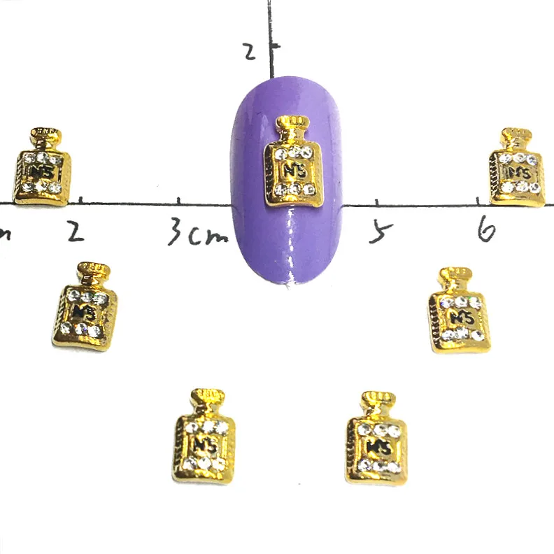 

Perfume Bottle Gold Nail Art Decorations 3d Kawaii Crystal Bling Dekors Nailart Supplies Metal Studs New Deco for Nails Design