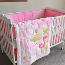 7 шт. вышивка хлопок вышивка детские постельные принадлежности простыней кроватки постельных принадлежностей, включают(бамперы+ одеяло+ покрывало