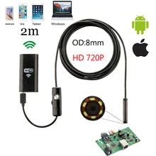 Wi-Fi HD 8 мм 1280*720 P 1/2/5 м кабель для программирования в Водонепроницаемый эндоскопических исследований Камера IOS и Android Мини Камера автомобиля инспекционная эндоскопическая