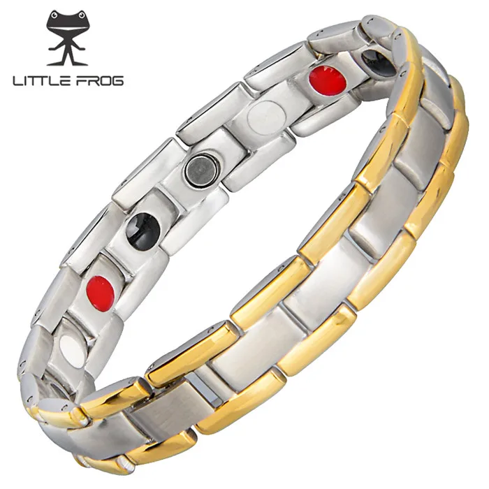 Маленькая лягушка магнитные браслеты и браслет для мужчин серебряный цвет из нержавеющей стали Здоровье браслеты энергетическая цепь звено браслеты - Окраска металла: 10242