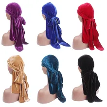 12 шт Роскошные женские мужские бархатные дюраги Бандана тюрбан парик шляпа Doo дюраг головные уборы тюрбан пиратская шляпа аксессуары случайный цвет