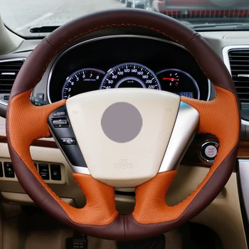 

Coffee Leather Brown Leather Car Steering Wheel Cover for Nissan Teana 2008-2012 Murano 2009-2014