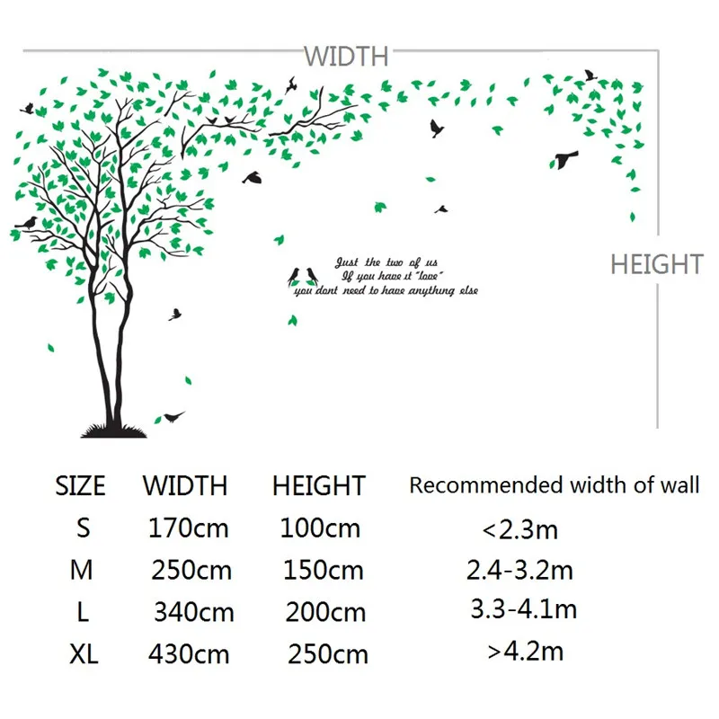Настенные наклейки с зеленым деревом и птицами, 3 цвета, обои для домашнего декора, настенные наклейки для гостиной, телевизора, фона, 3D акриловые наклейки на стены
