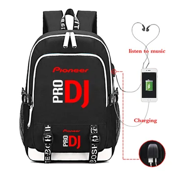 

Pioneer PRO Printed Women Men USB Backpack Fashion Students Casual Canvas Bag Laptop Backpacks