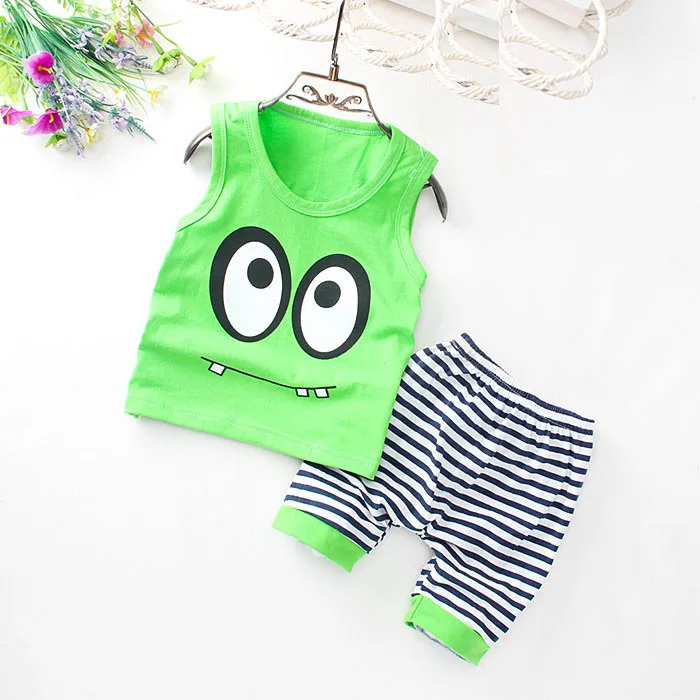 

Toddler Kids Baby boys summer Outfits Tank & short Pants 2PCS Set kids boys outfits cotton clothes suits 12 18 months 2-3 Y