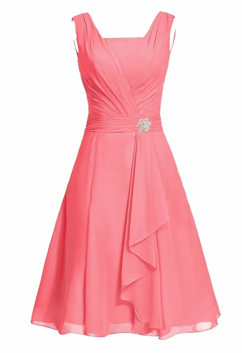 Waulizane Elegant Chiffon A-Line Prom Dresses Zipper Sleeveless Formal Dresses 16 colors Available Customs Made Regular Sleeve