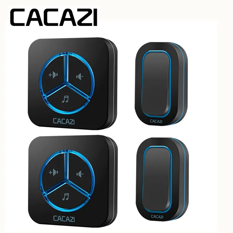 

CACAZI Smart Wireless Doorbell Waterproof Battery Button Home 280M Remote Calling bell 48 Chime 6 Volume AC Receiver EU US Plug