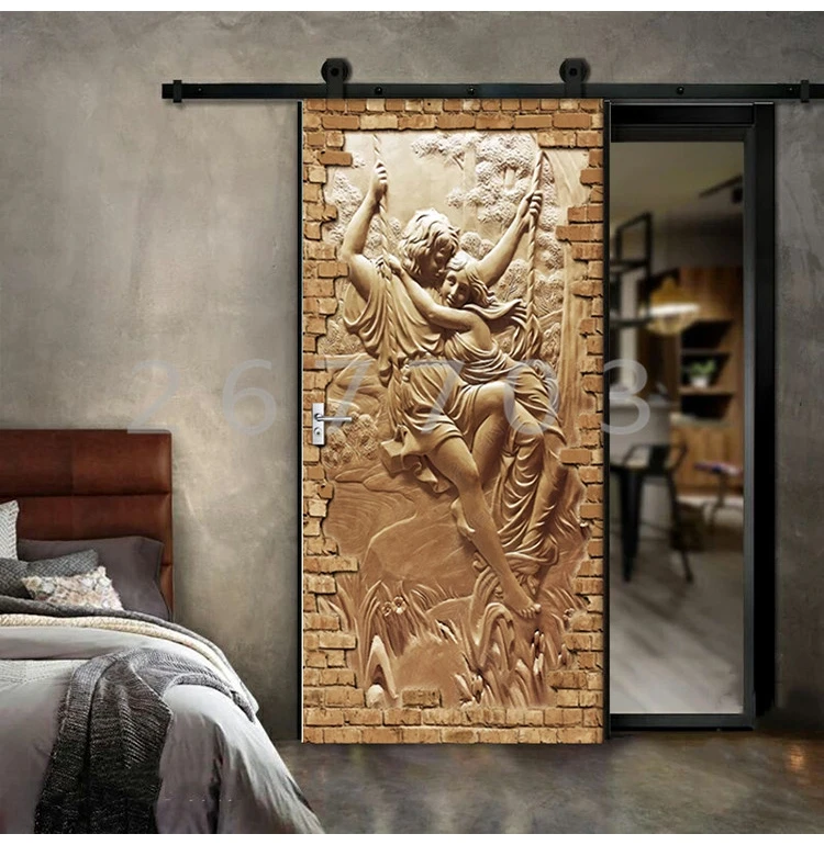 Наклейка на дверь s Европейская рельефная фигурка любовь Гостиная Спальня дверь обои ПВХ самоклеющиеся настенные наклейки имитационная наклейка