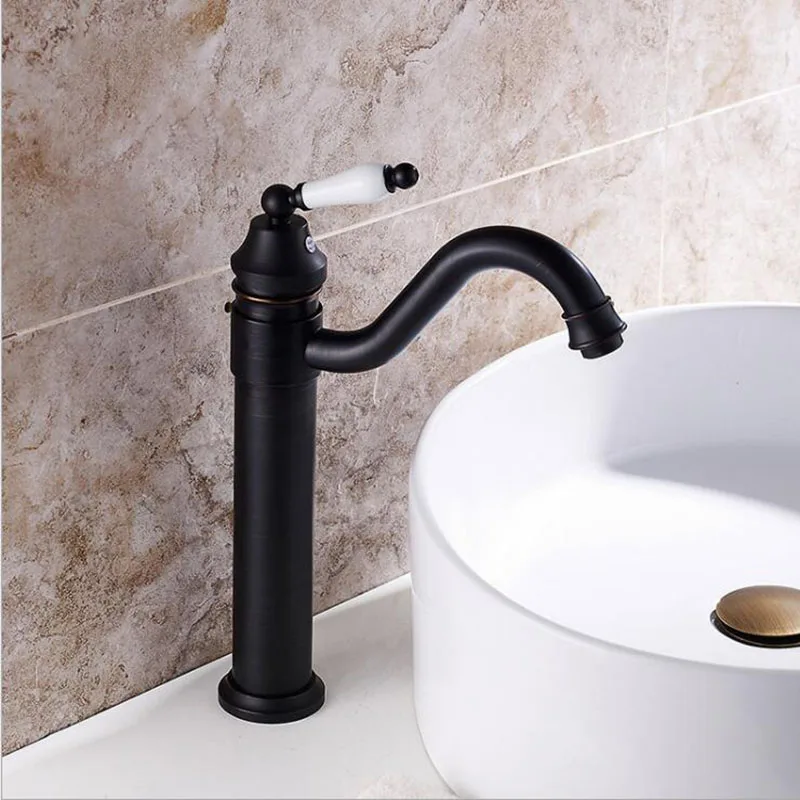 

Free Shipping Black bronze faucet basin hot and cold faucet European antique bench basin faucet torneira cozinha