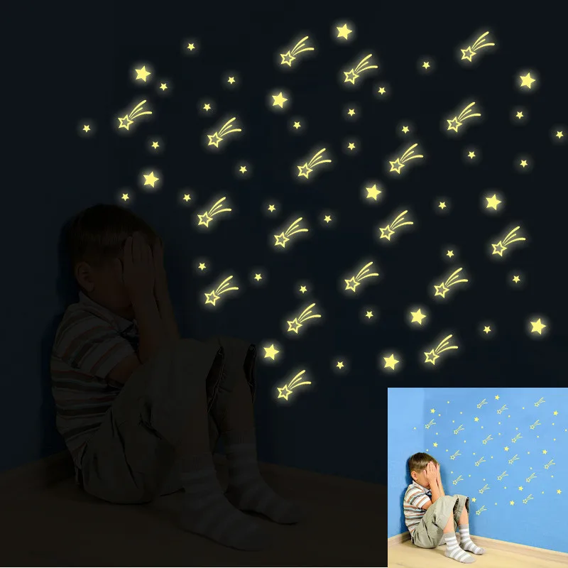 Meteor Shower Wall Stickers Decal Glow In The Dark Baby Kids Bedroom Home Decor Luminous
