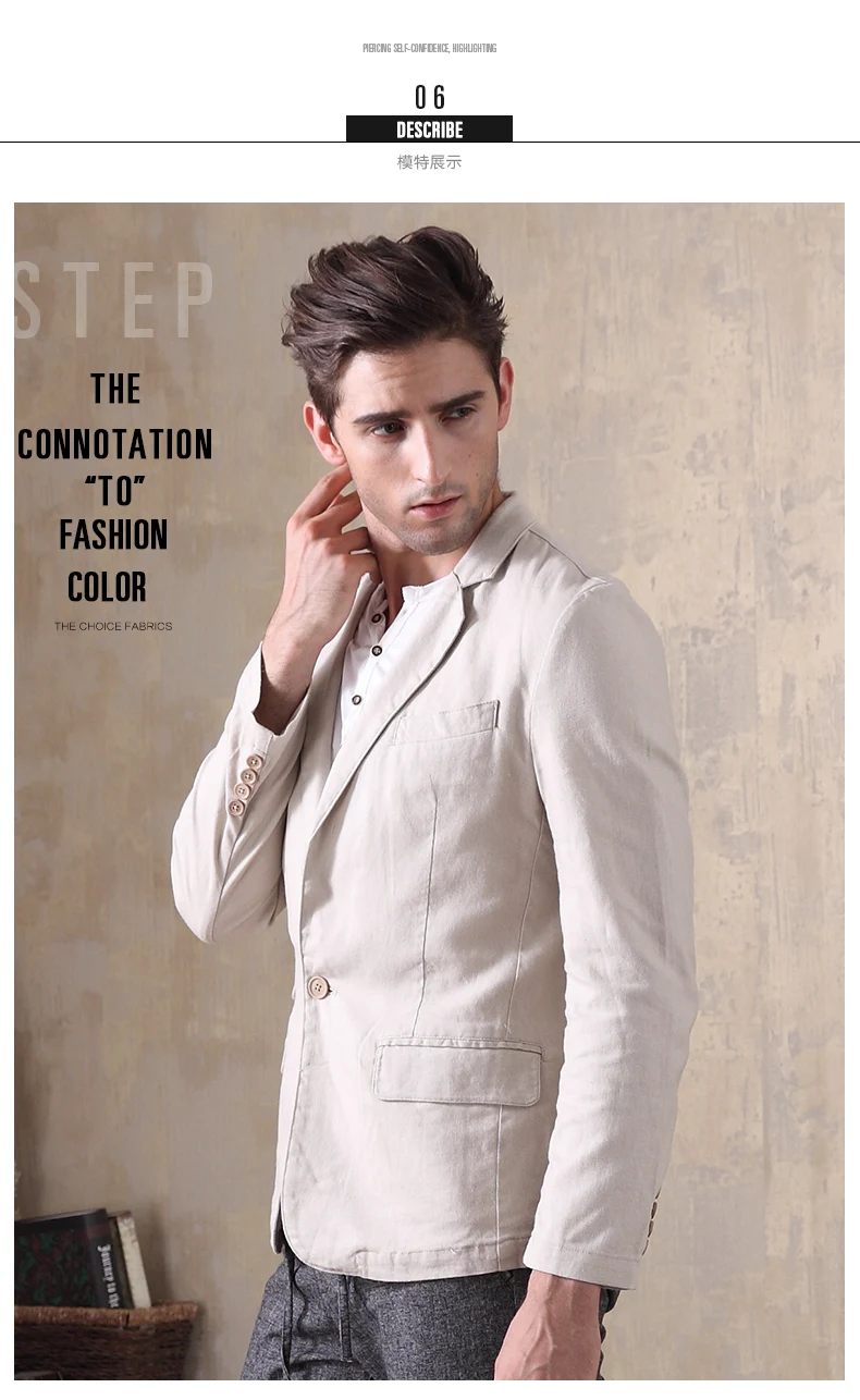 

spring of 2019 male thin linen suit A grain of single-breasted linen suit