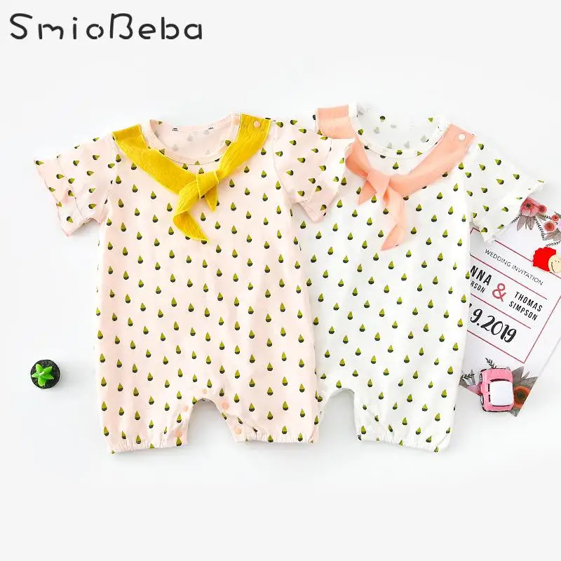 

Summer Korean Short-sleeved Girl Rompers Baby Uniform Clothes 19 New Kind Of Printed Climbing Clothes For Infants Young Jumpsuit