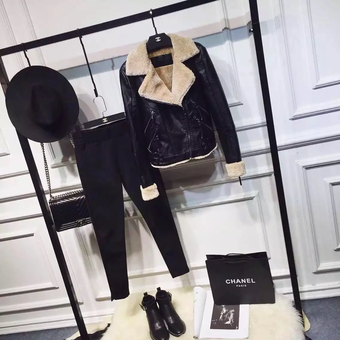 En Laine Nouvelle Hiver Cuir 2018 Agneau Un Manteau Limitée Plein nom Européen Poches Pu Velours Faux Américain Grand Veste Femmes Et zvvUnBx5