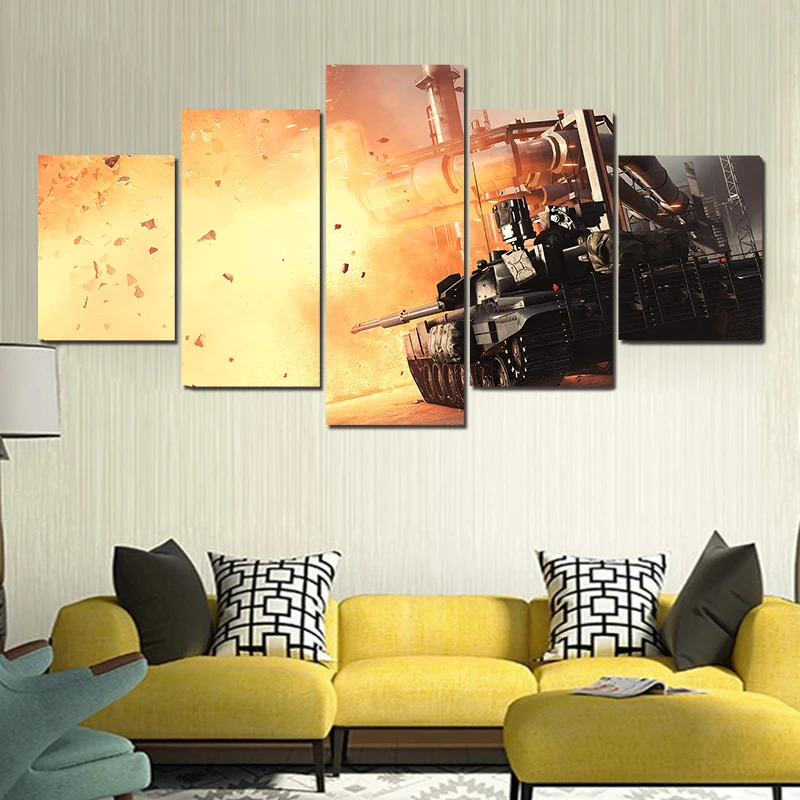 

Battlefield Tanks Game HD Print Painting Modern 5 Pieces Home The Wall Art Paintings on Canvas Wall Art Living Room Artwork
