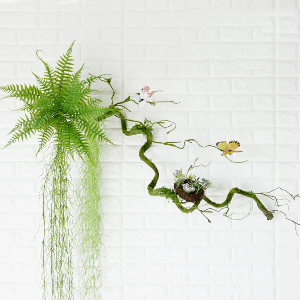 Artificial Hanging Fern Leaf Green Vine Plants Panel Garland Wall Hanging Decoration Wreath for Home Party Favor Wall Decor