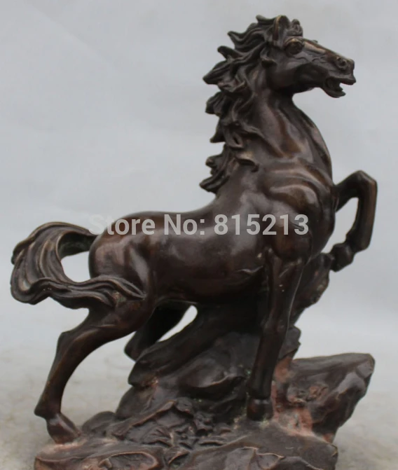 

bi0011678 11" lucky China Bronze Folk Feng Shui Zodiac Year Horse Success Statue Sculpture