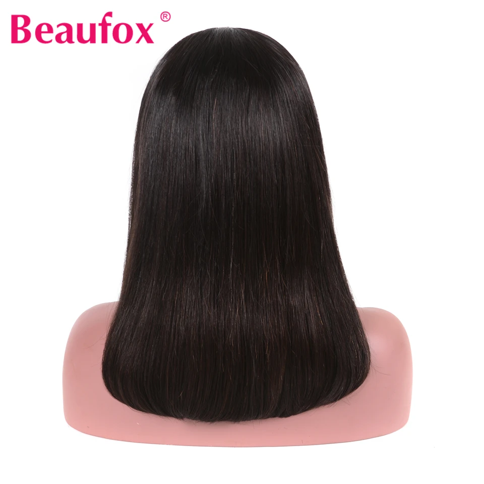 Beaufox 13*4 короткие кружевные передние человеческие волосы парики боб парики для черных женщин 150% перуанские прямые волосы парик предварительно выщипанные Remy Парики