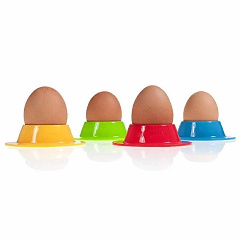 Silicone Egg Cups Boiled Eggs Holder Set Kitchen Storage Rack 4 Colors, 4 Pcs