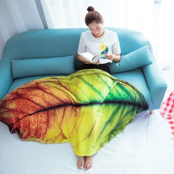 

RUBIHOME 1 Piece Flannel Soft Throw Printing Leaf Plush Air Conditioning Blankets Bedsheet Sofa Cover Summer Office Quilts